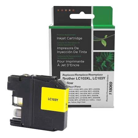 Cig Clover Imaging Non-OEM New High Yield Yellow Ink Cartridge for Brother LC103XL 118069